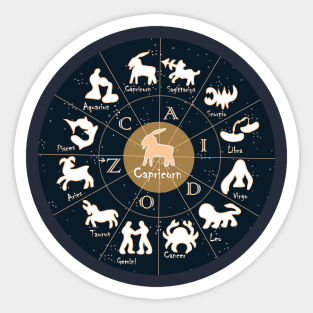 Capricorn, Zodiac, Astrology, Horoscope, Stars, Sun-and-moon. Birthday, Valentines-day, Holidays, Sticker